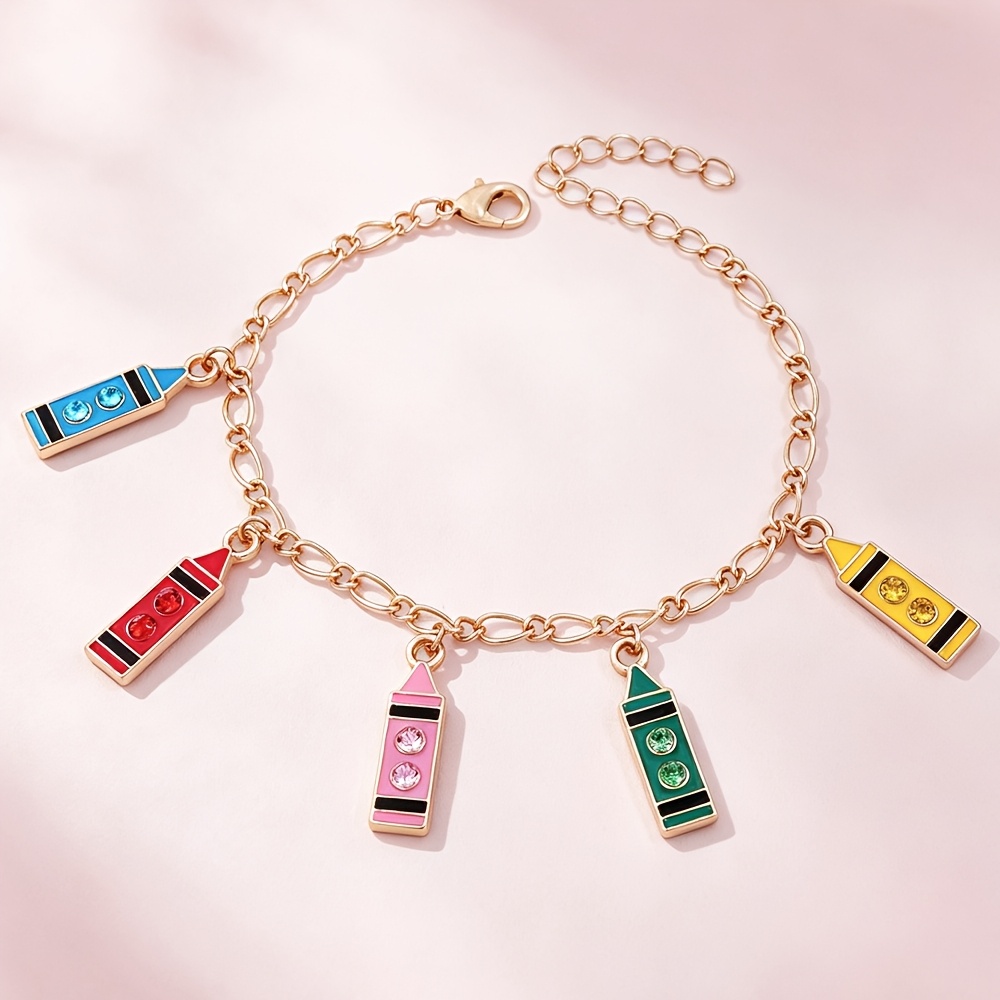 Cute Pencil-Themed Necklace & Bracelet BFF Set, Gift